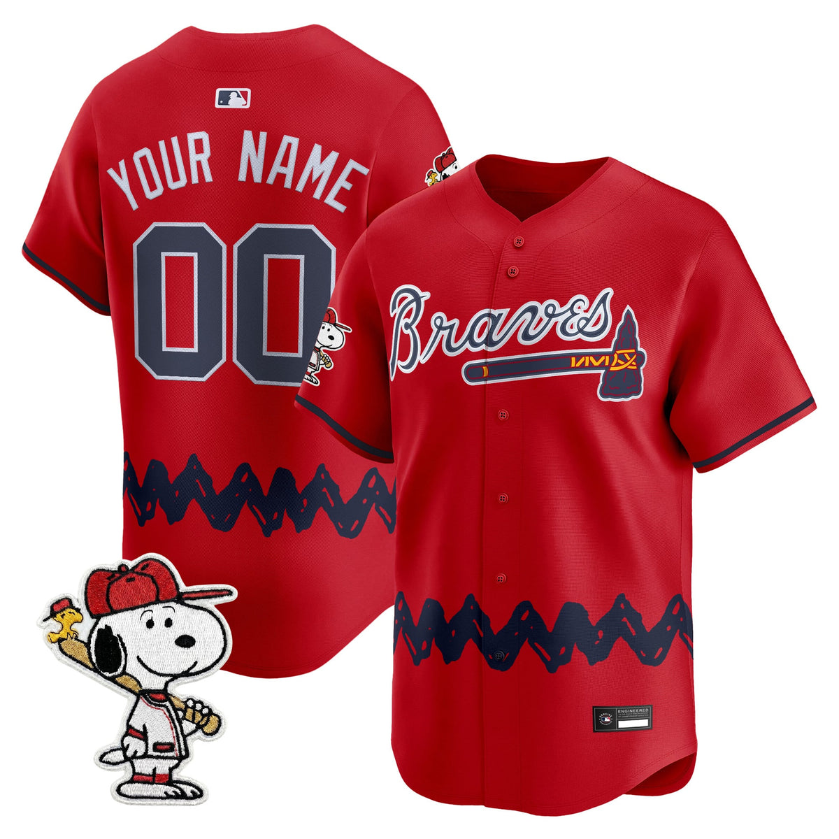 Atlanta Braves x Peanuts Vapor Premier Limited Custom Jersey - Stitched