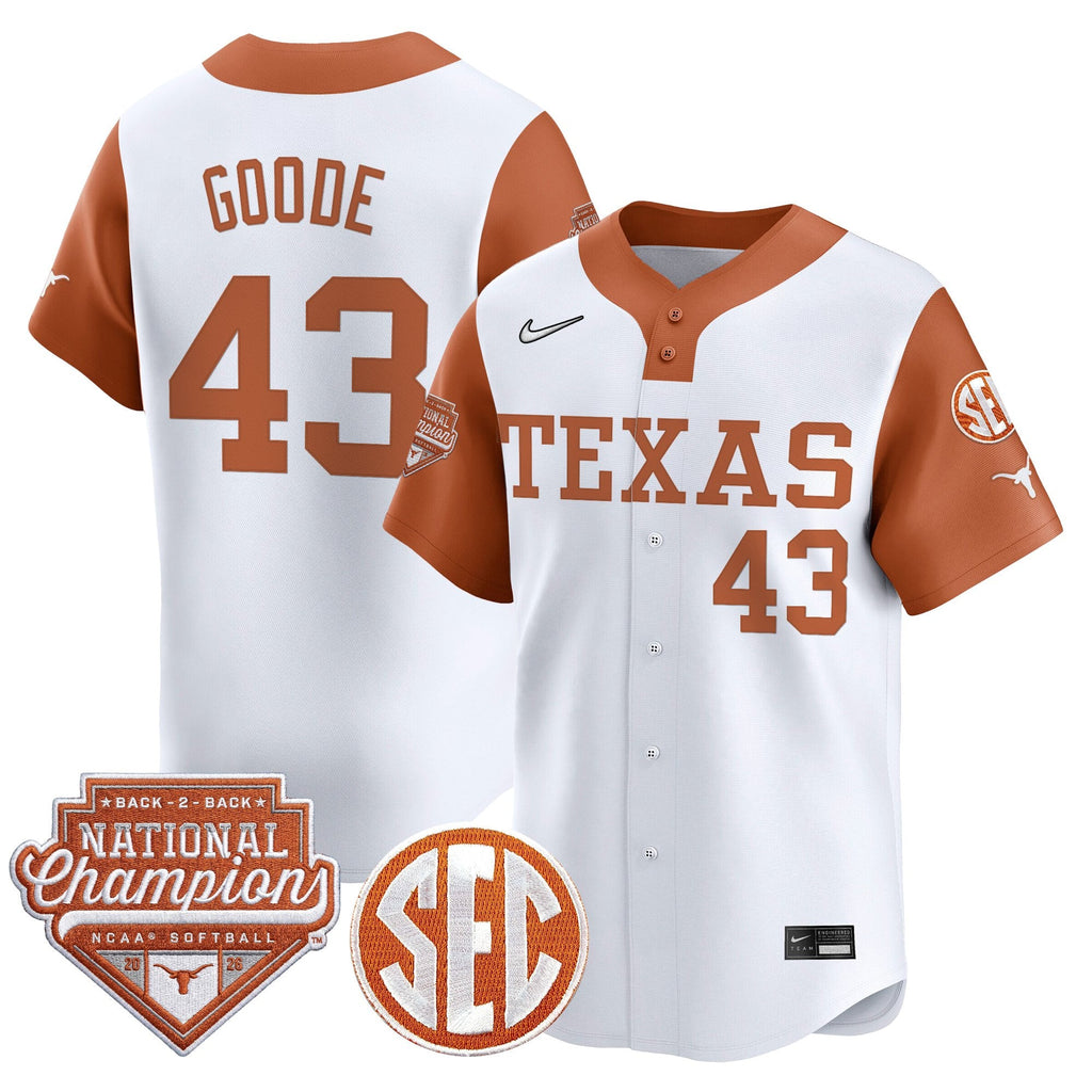 Men's Size - Texas Longhorns 2026 Back-To-Back World Series (WCWS) Champions Vapor Premier Limited Jersey - All Stitched