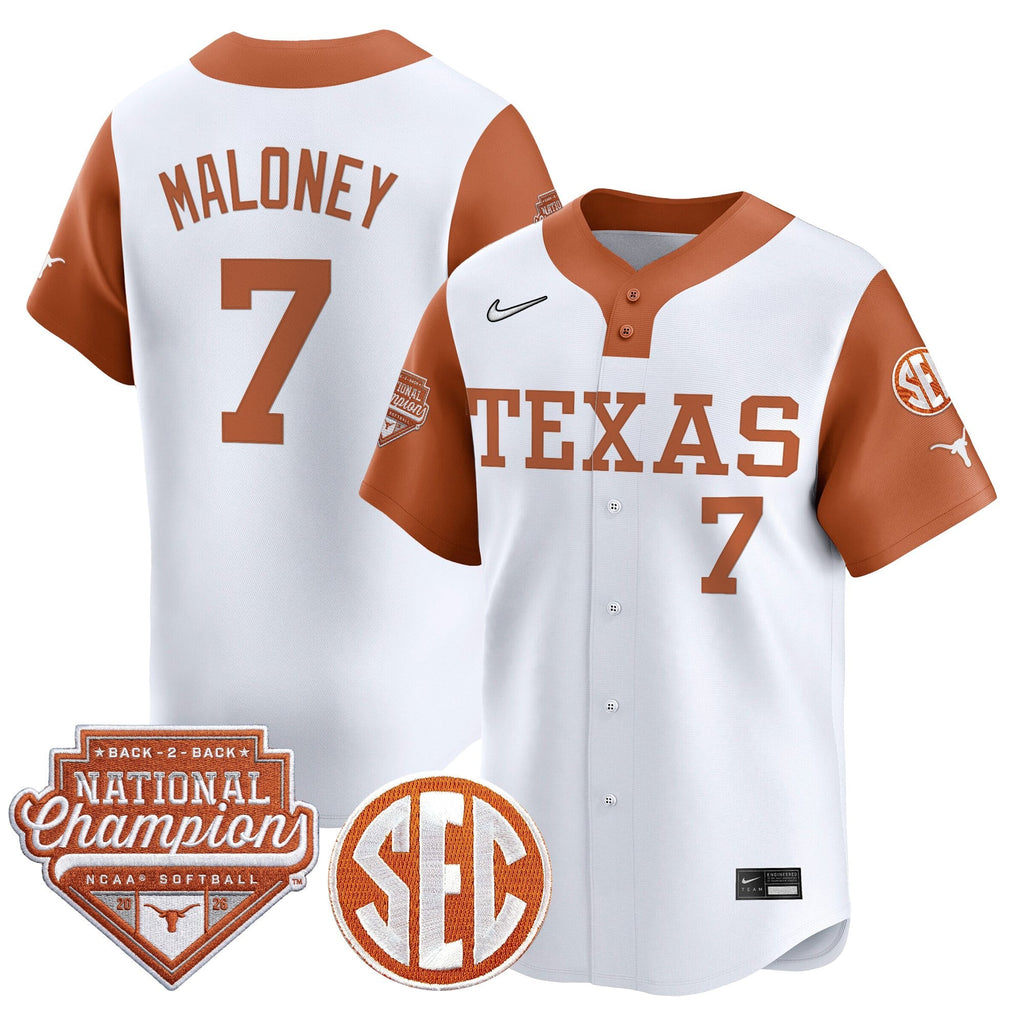 Men's Size - Texas Longhorns 2026 Back-To-Back World Series (WCWS) Champions Vapor Premier Limited Jersey - All Stitched