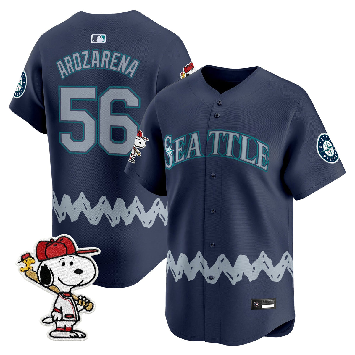 Men's Seattle Mariners x Peanuts Vapor Premier Limited Jersey - Stitched