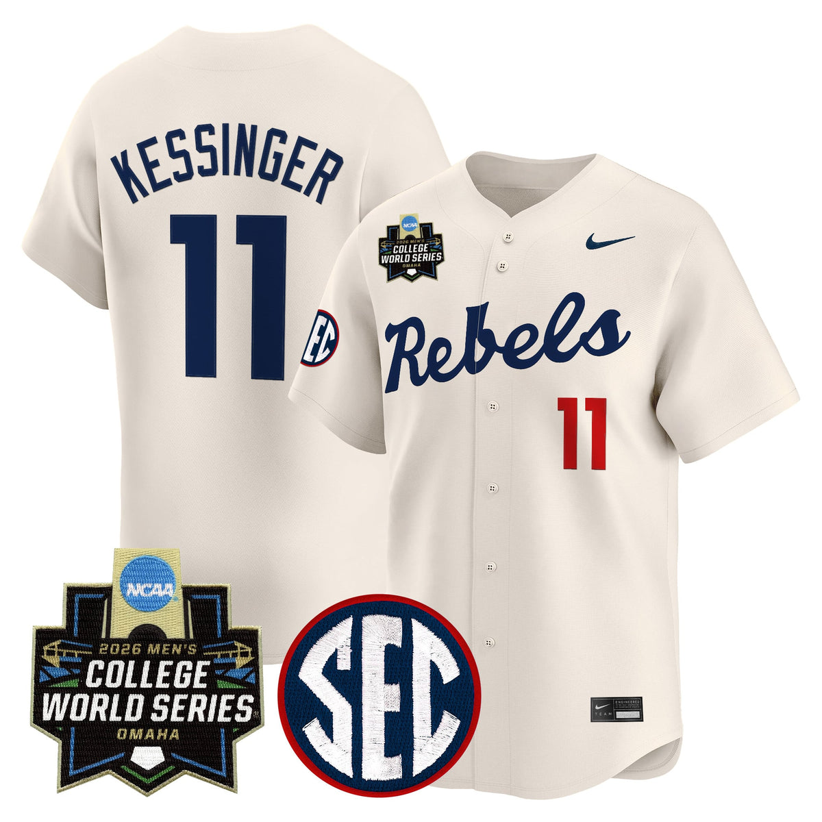 Men's Ole Miss Rebels 2026 World Series Vapor Premier Limited Jersey - All Stitched
