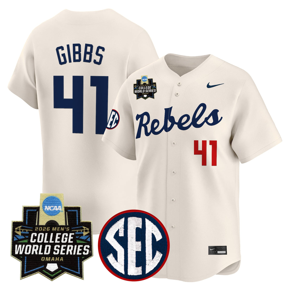 Men's Ole Miss Rebels 2026 World Series Vapor Premier Limited Jersey - All Stitched