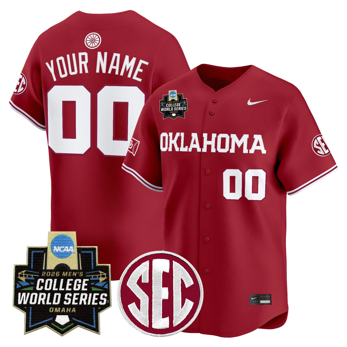 Oklahoma Sooners 2026 World Series Vapor Premier Limited Custom Jersey - All Stitched