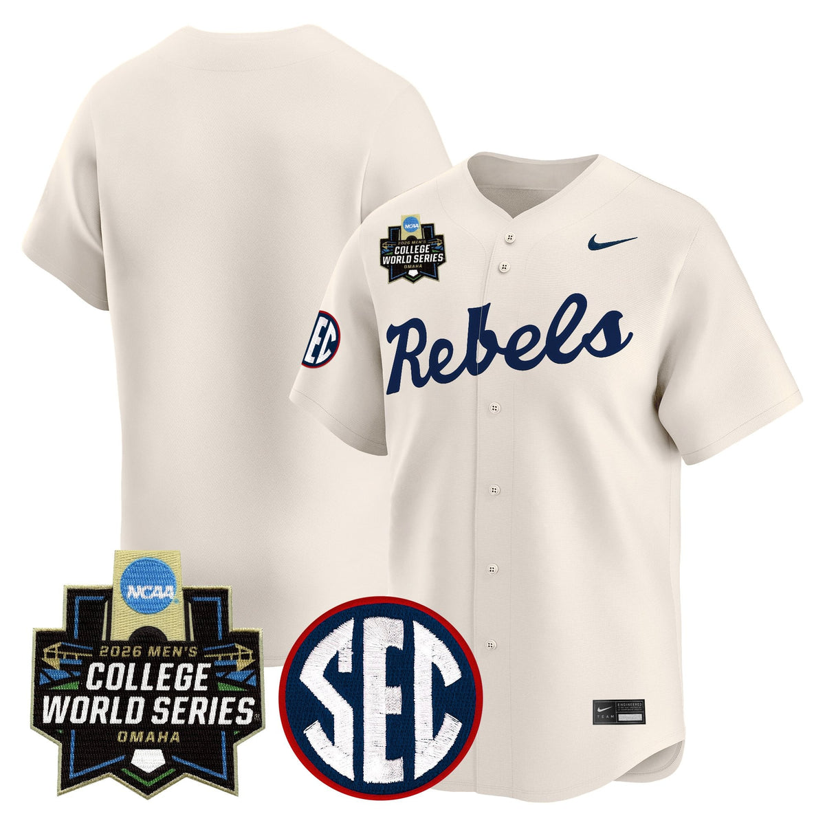 Men's Ole Miss Rebels 2026 World Series Vapor Premier Limited Jersey - All Stitched