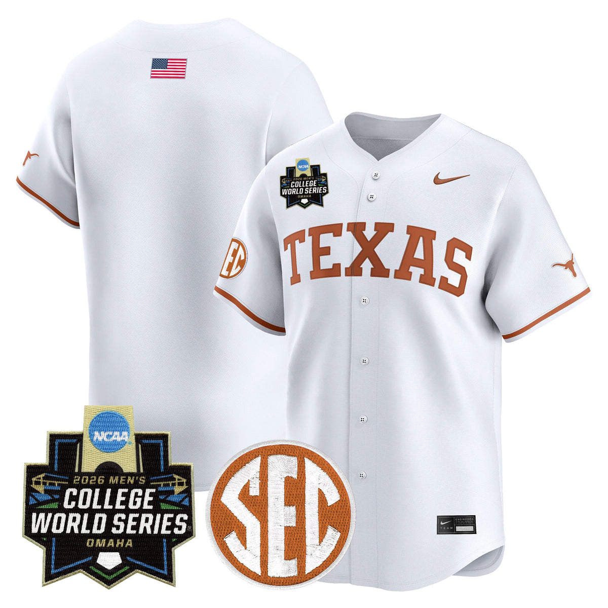 Men's Texas Longhorns 2026 World Series Vapor Premier Limited Jersey V2 - All Stitched