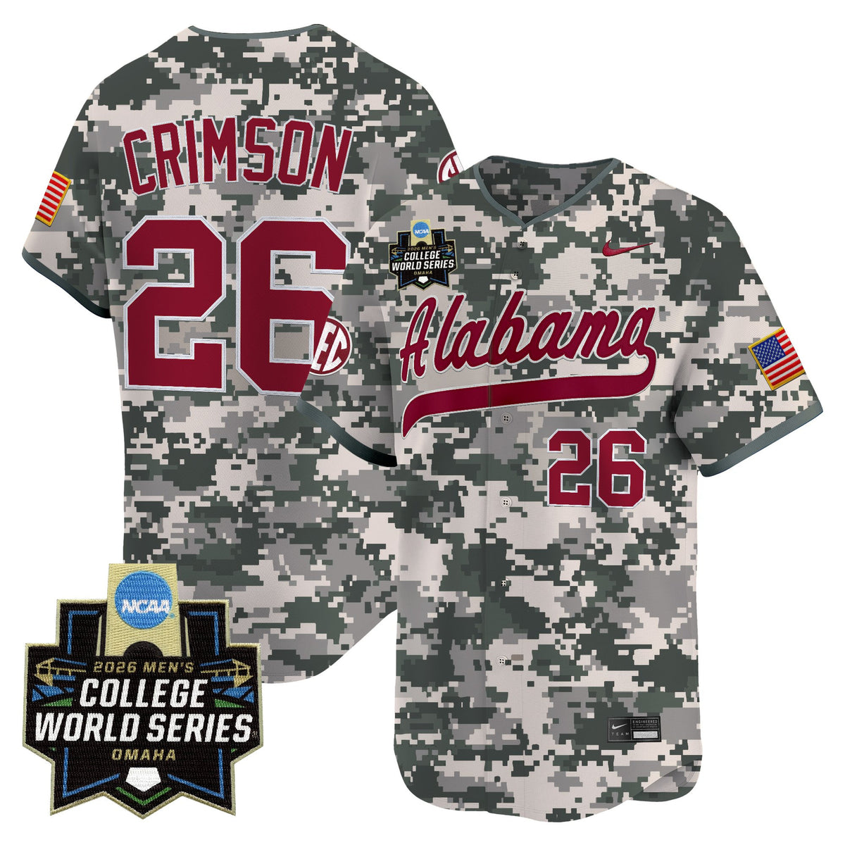 Men's Alabama Crimson Tide 2026 World Series Vapor Premier Limited Jersey V2 - All Stitched
