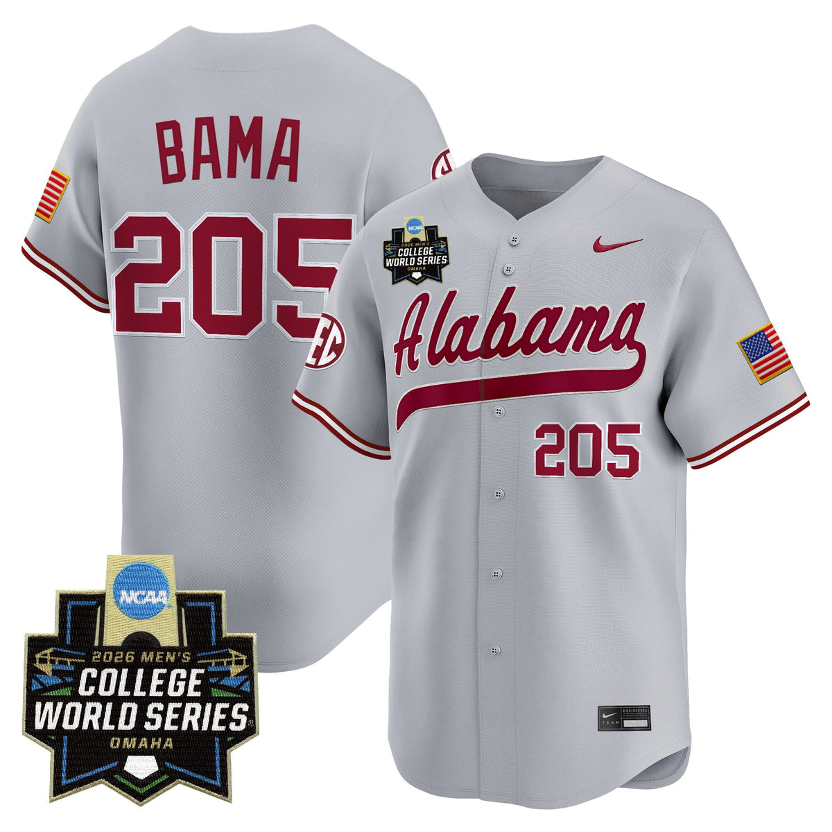Men's Alabama Crimson Tide 2026 World Series Vapor Premier Limited Jersey V2 - All Stitched