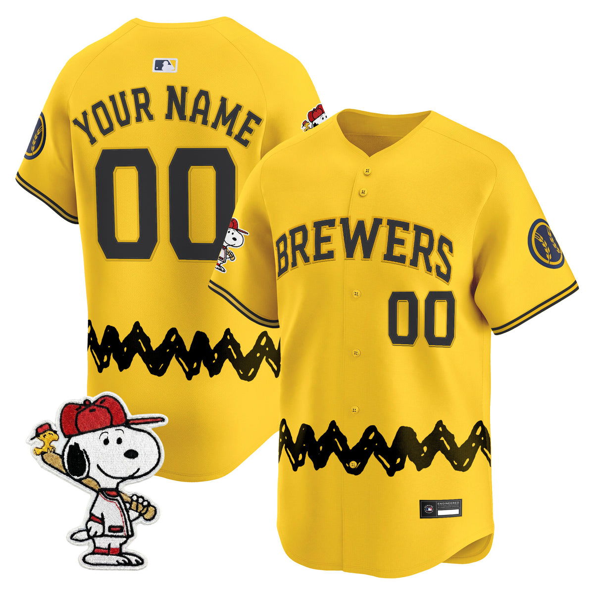 Milwaukee Brewers x Peanuts Vapor Premier Limited Custom Jersey - Stitched