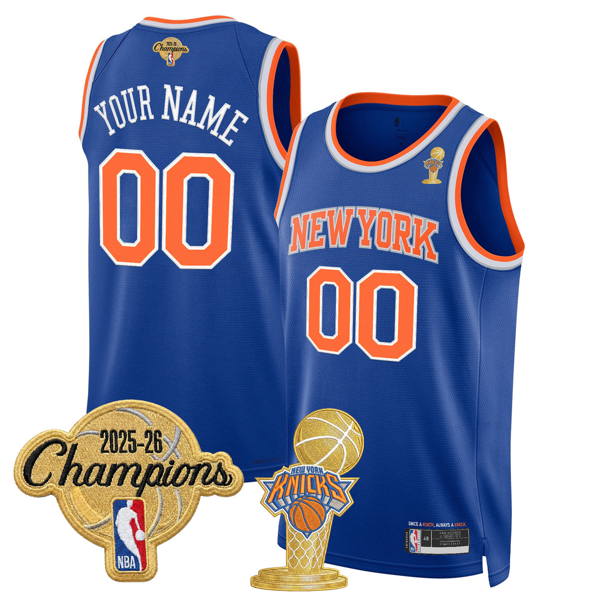 New York Knicks 2026 Champions Patch Custom Swingman Jersey - All Stitched
