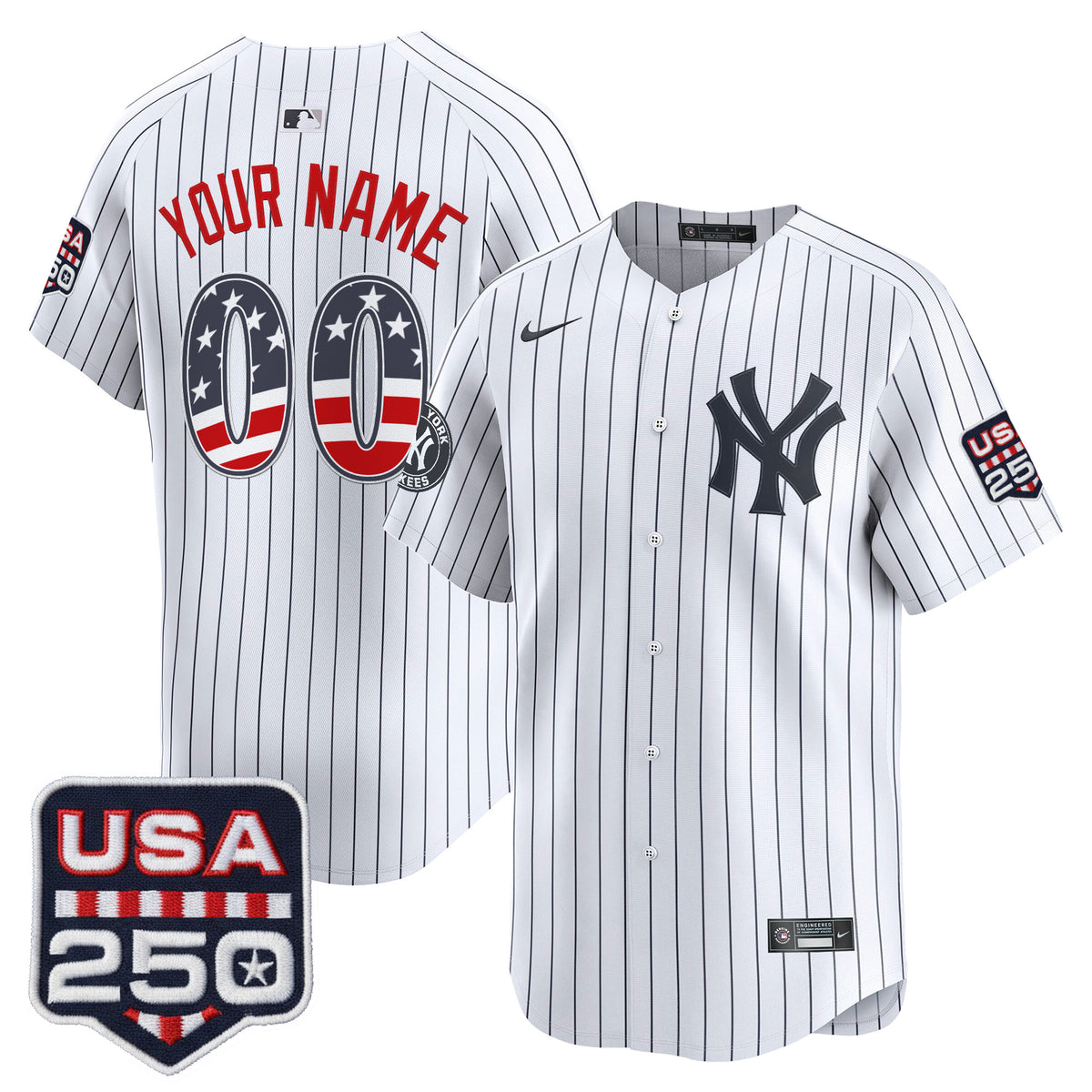 New York Yankees USA 250 Fourth of July Vapor Premier Limited Custom Jersey - All Stitched