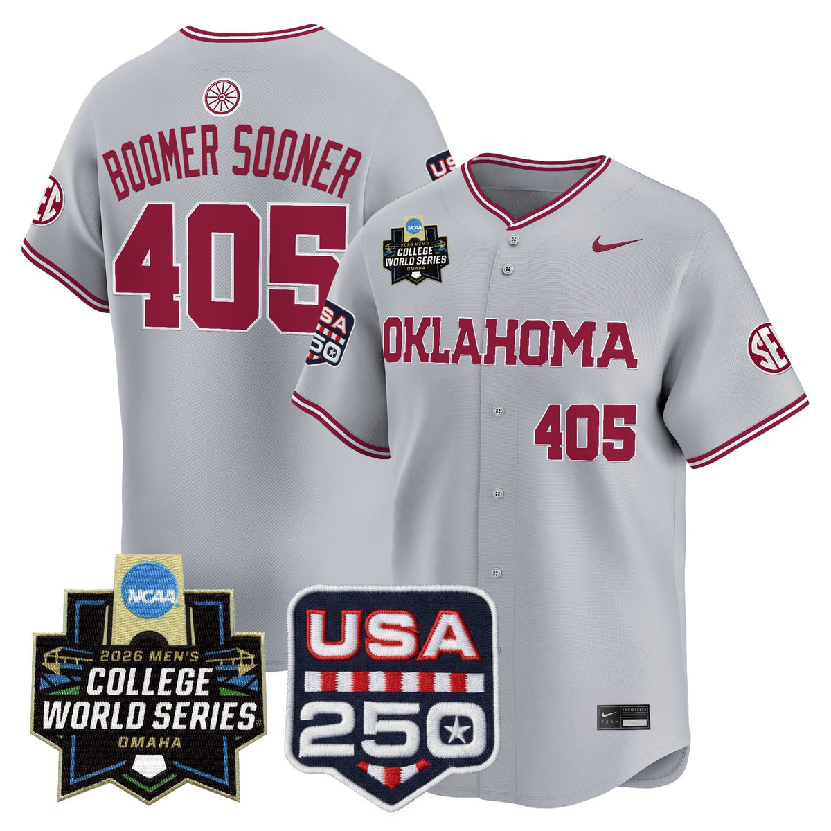 Men's Oklahoma Sooners 2026 World Series Vapor Premier Limited Jersey - 250 America Patch - All Stitched