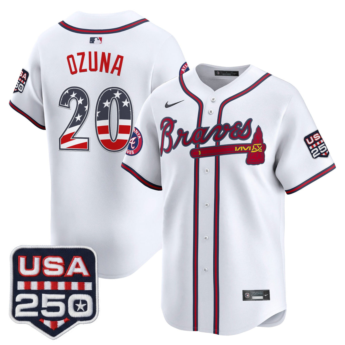 Men's Atlanta Braves USA 250 Fourth of July Vapor Premier Limited Jersey - All Stitched