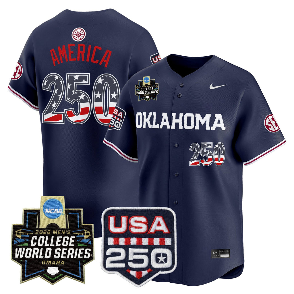Men's Oklahoma Sooners USA 250 Fourth of July Vapor Premier Limited Jersey - 2026 World Series Patch - All Stitched