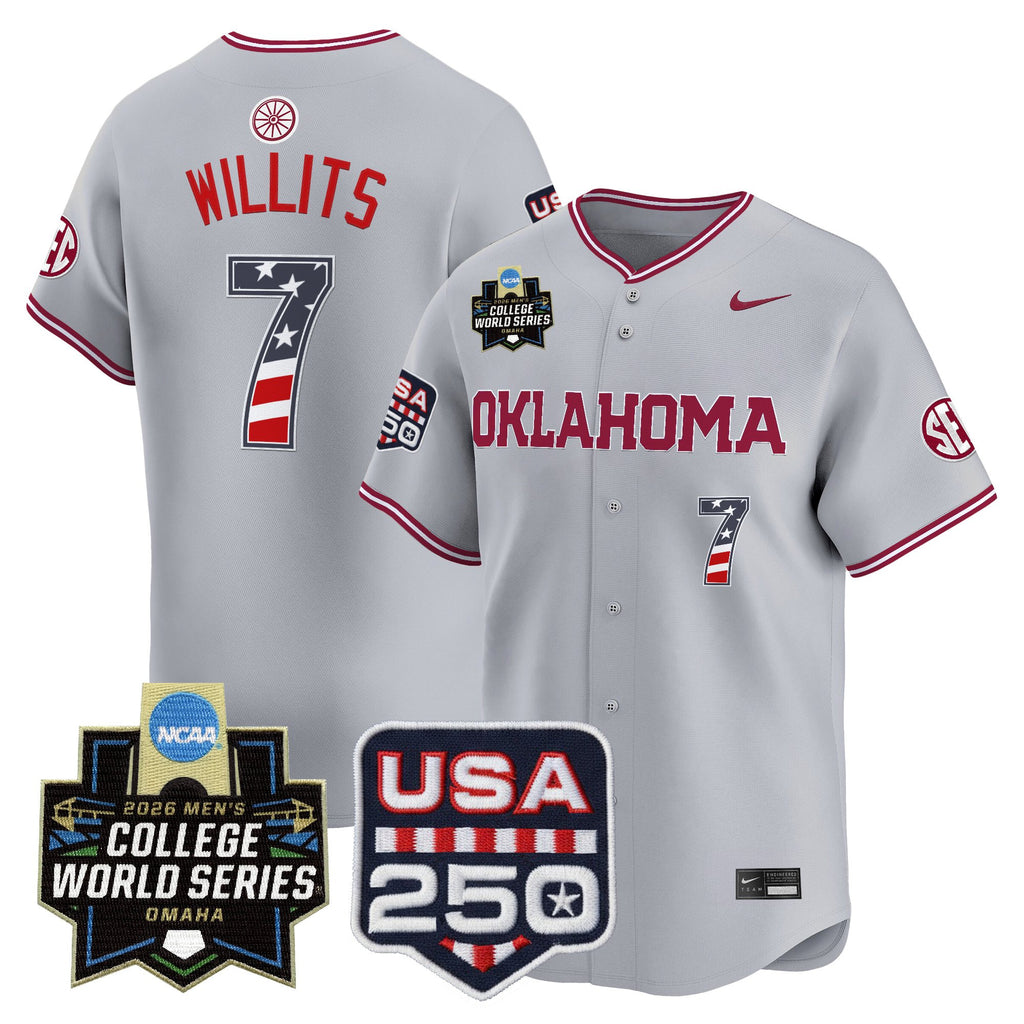 Men's Oklahoma Sooners USA 250 Fourth of July Vapor Premier Limited Jersey - 2026 World Series Patch - All Stitched