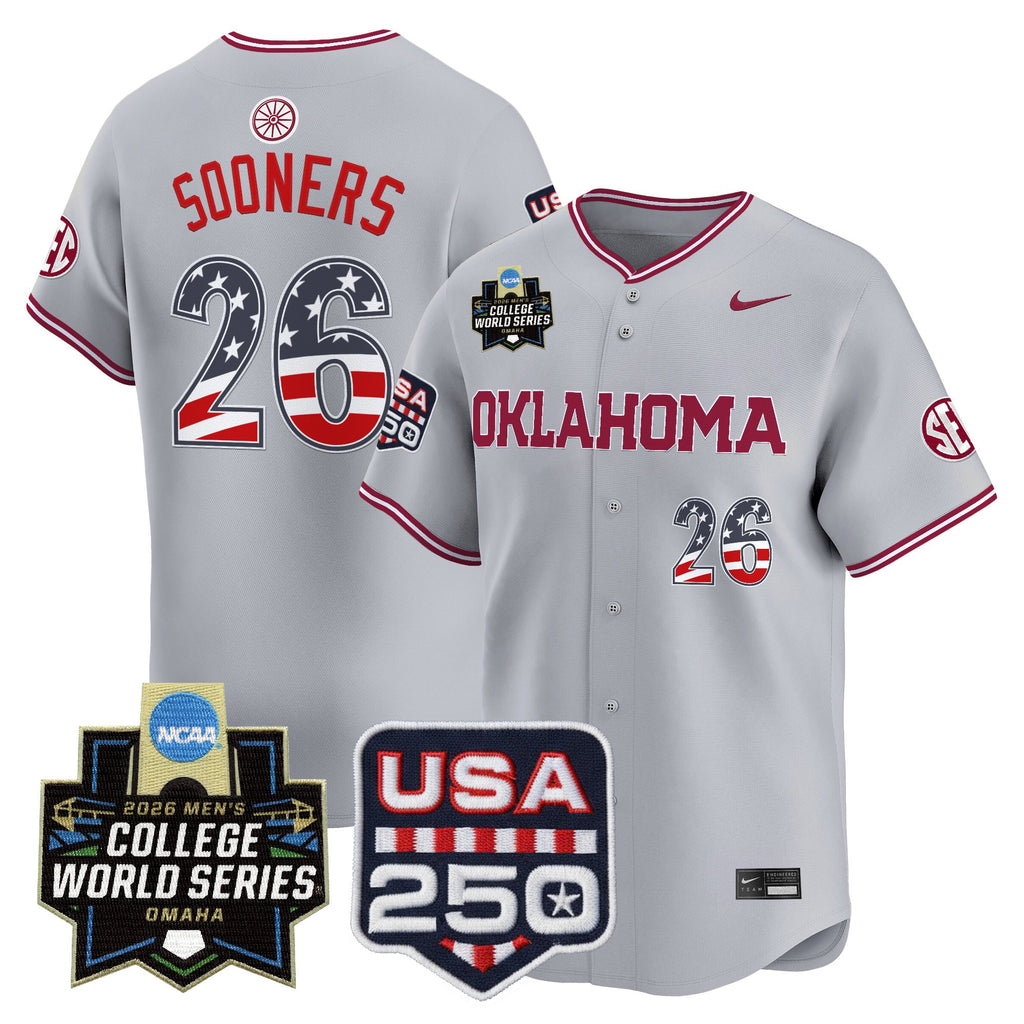 Men's Oklahoma Sooners USA 250 Fourth of July Vapor Premier Limited Jersey - 2026 World Series Patch - All Stitched