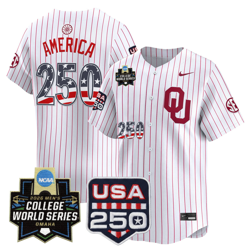 Men's Oklahoma Sooners USA 250 Fourth of July Vapor Premier Limited Jersey - 2026 World Series Patch - All Stitched