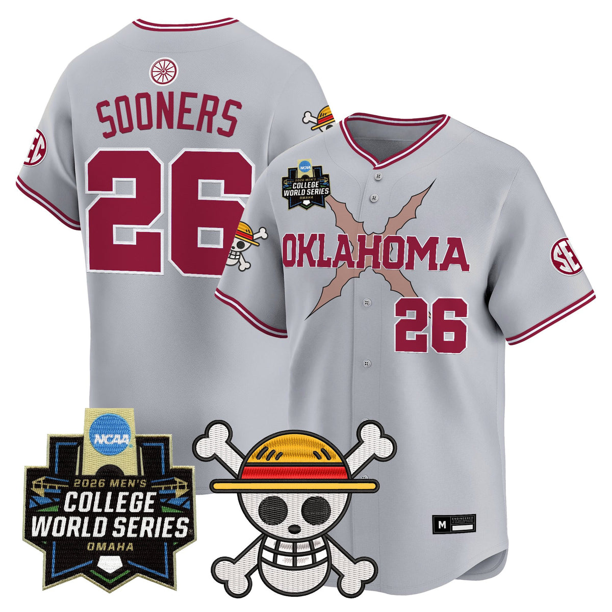 Men's Oklahoma Sooners 2026 World Series x One Piece Vapor Premier Limited Jersey - All Stitched