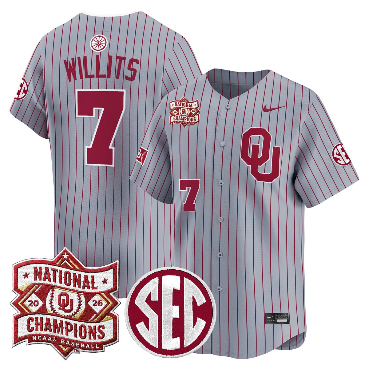 Men's Oklahoma Sooners 2026 National Champions Patch Vapor Premier Limited Jersey - All Stitched