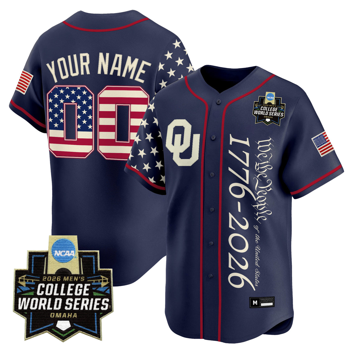 Oklahoma Sooners 2026 World Series "America 250 Edition" Vapor Premier Limited Custom Jersey V2 - All Stitched