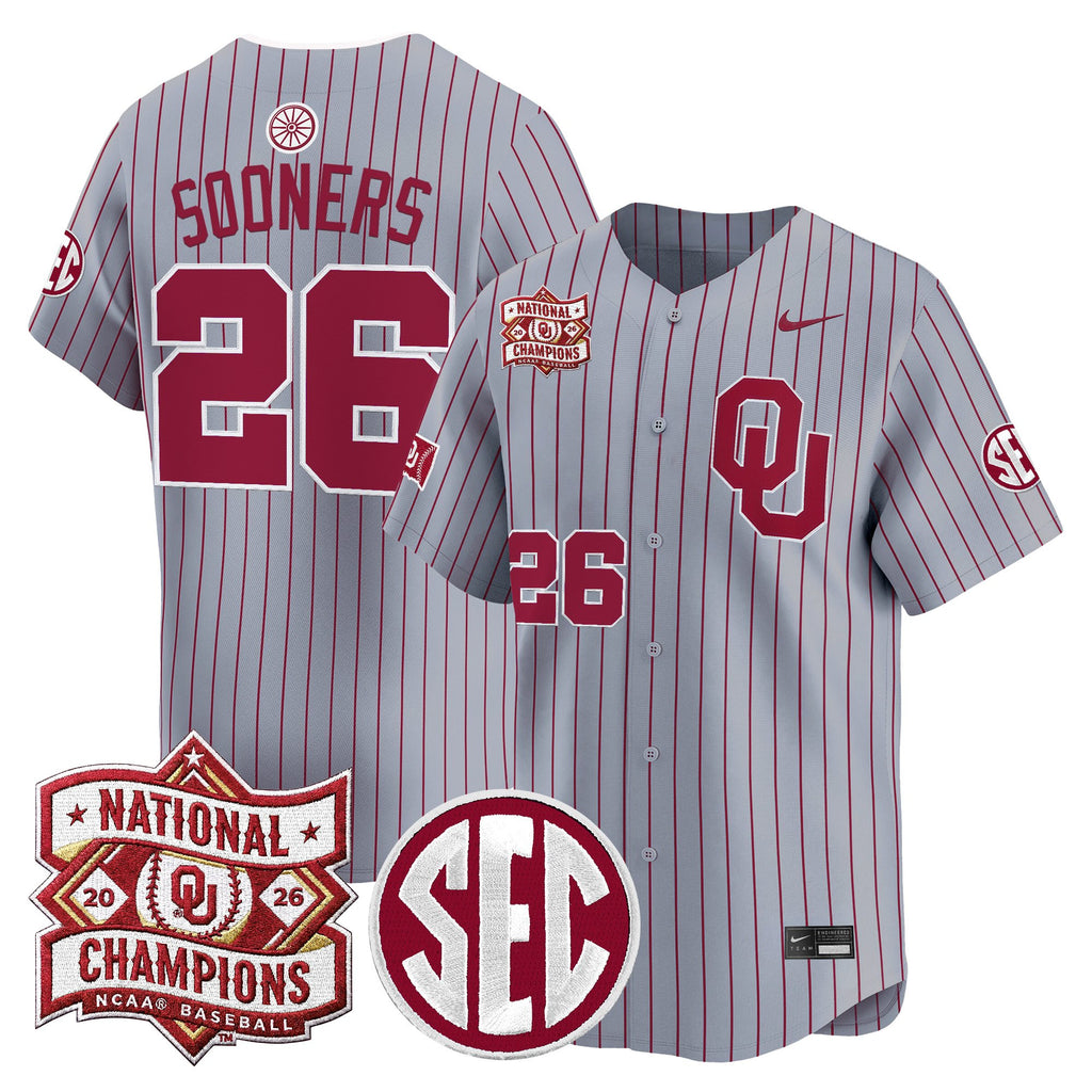 Men's Oklahoma Sooners 2026 National Champions Patch Vapor Premier Limited Jersey V2 - All Stitched