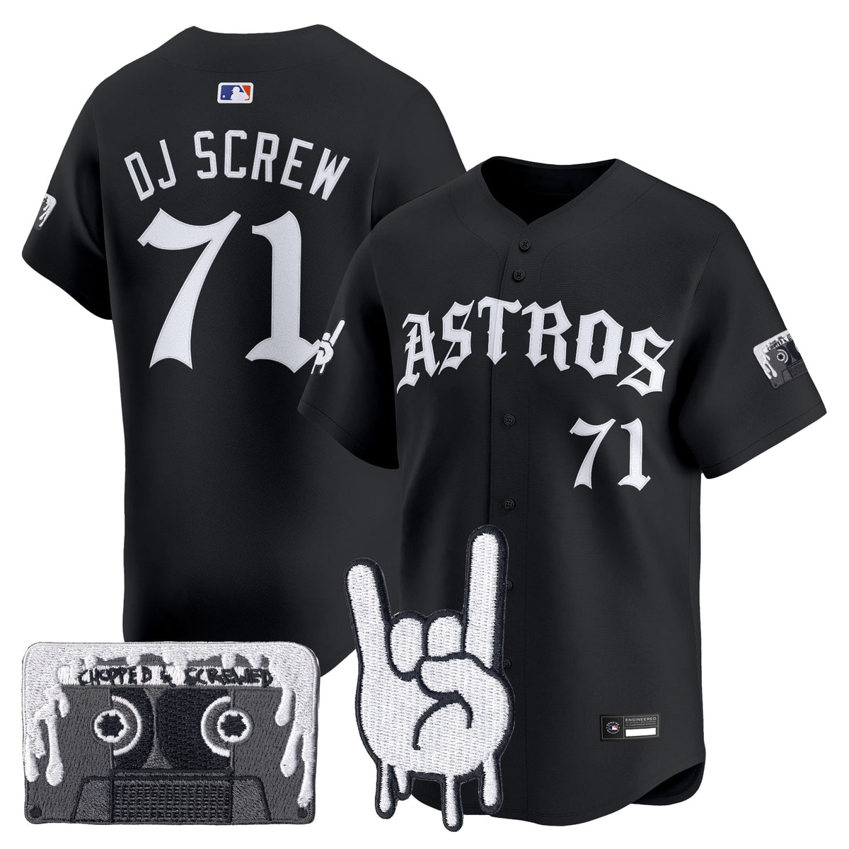 Men's Houston Astros Dj Screw Vapor Premier Limited Jersey - Gothic Edition - All Stitched
