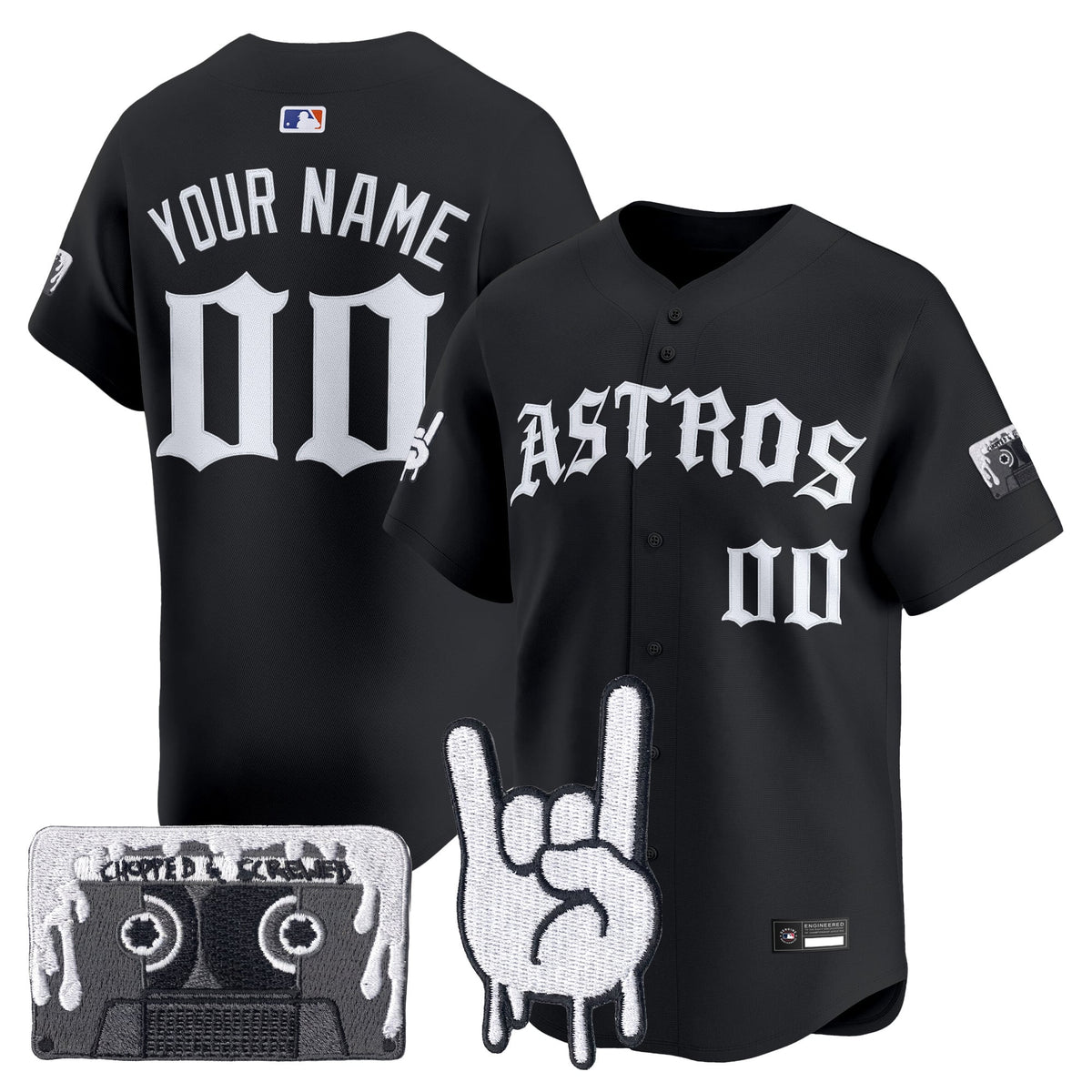 Houston Astros Dj Screw Vapor Premier Limited Custom Jersey - Gothic Edition - All Stitched