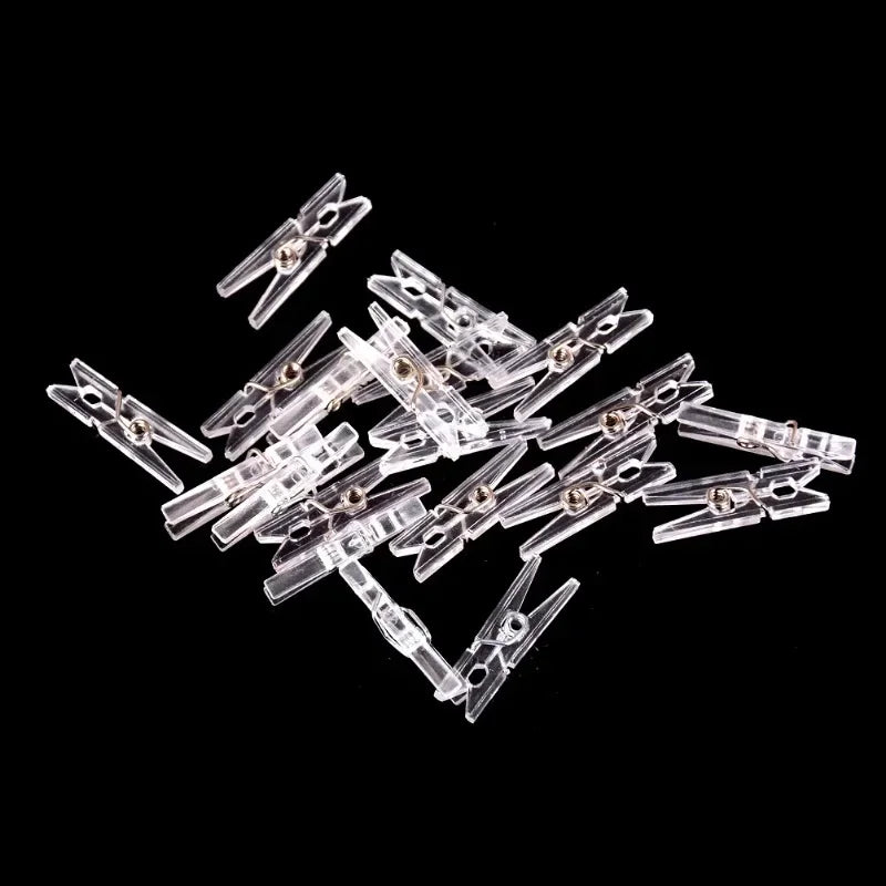 2.5cm Mini Spring Clear Transparent Clips Clothes Photo Paper Peg Pin Clothespin Craft Clips Party Home Decoration