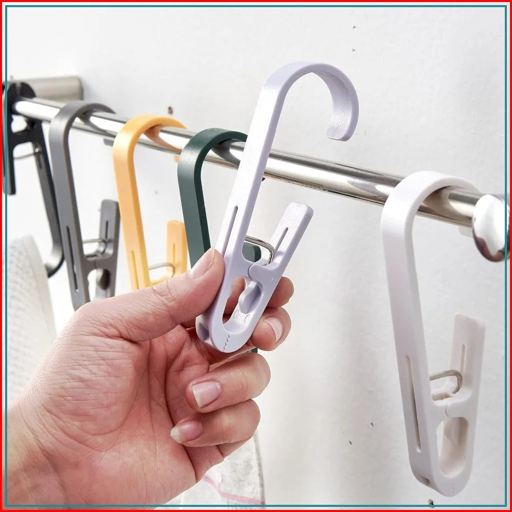 Large Clothes Pins Towel Clips, 8 Pcs Multipurpose Clips Hook, Strong Plastic Clothes Hanger S Hook for Shower Curtain Laundry